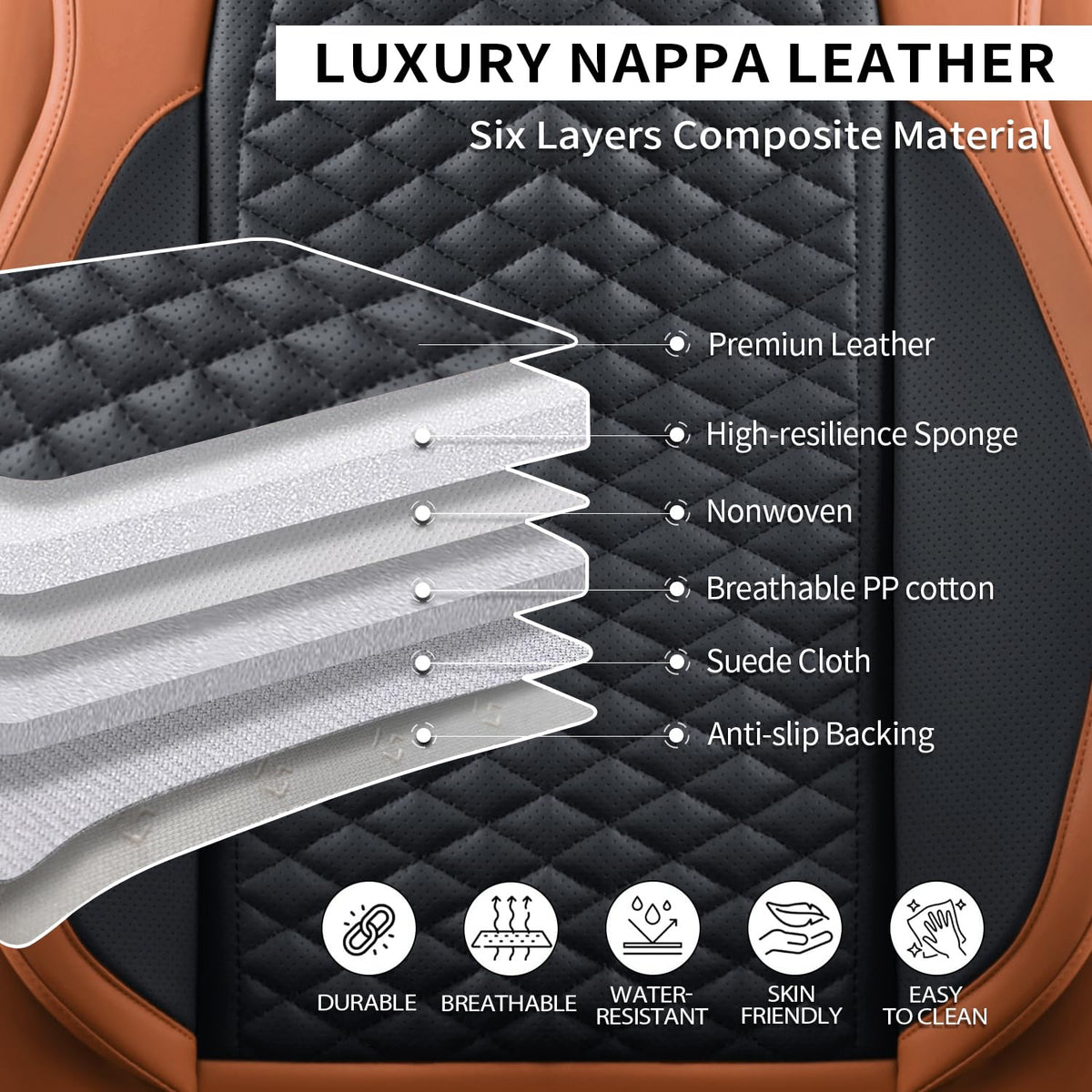 Car Seat Covers Full Set (5 PIECE / Brown)