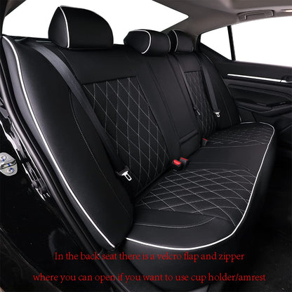 Custom Seat Covers for KIA Sportage Hybrid LX (Black with White Piping / 2023-2027 Sportage Hybrid LX)
