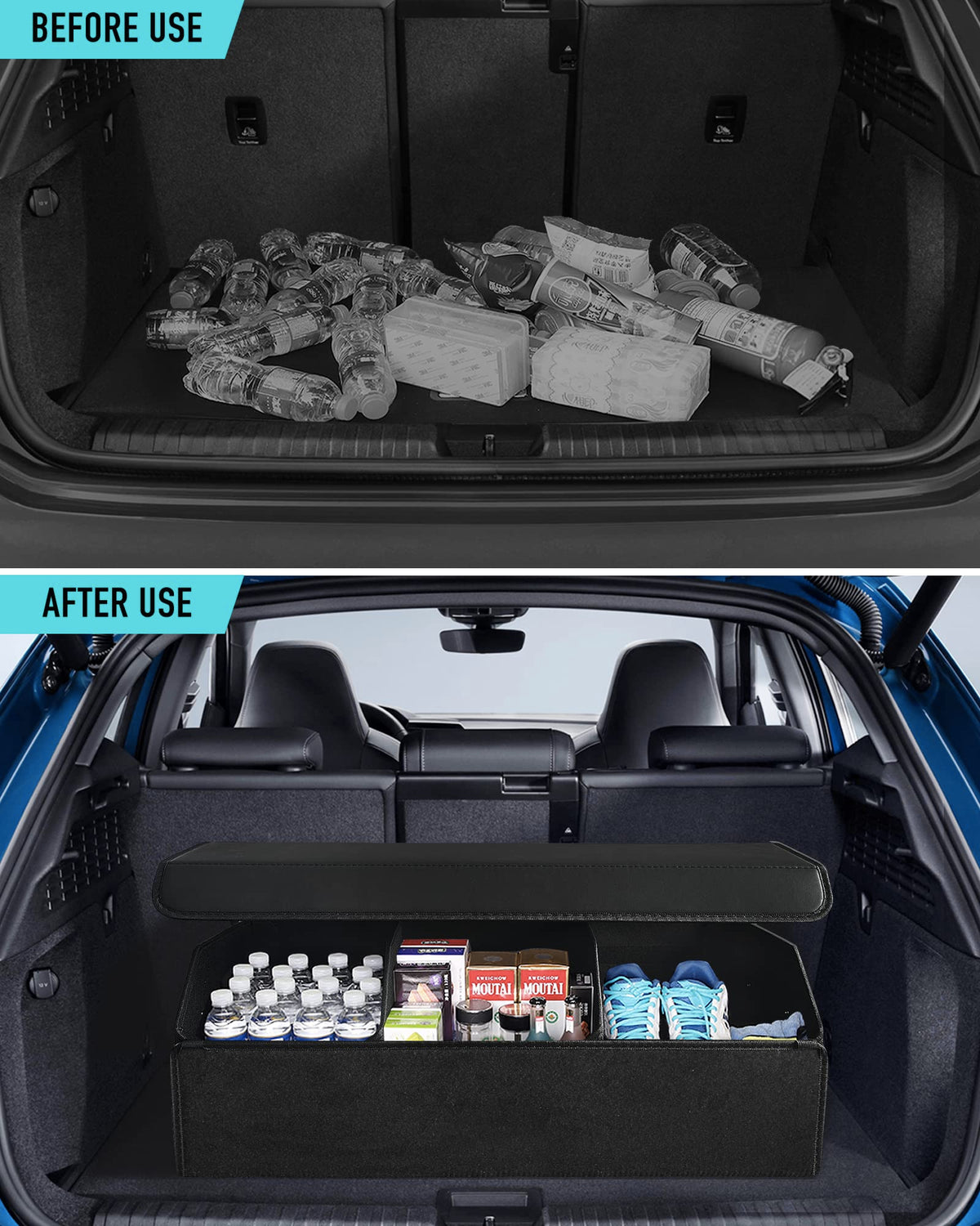 Car Trunk Organizer for SUV and Sedan (Extra Large / Black)
