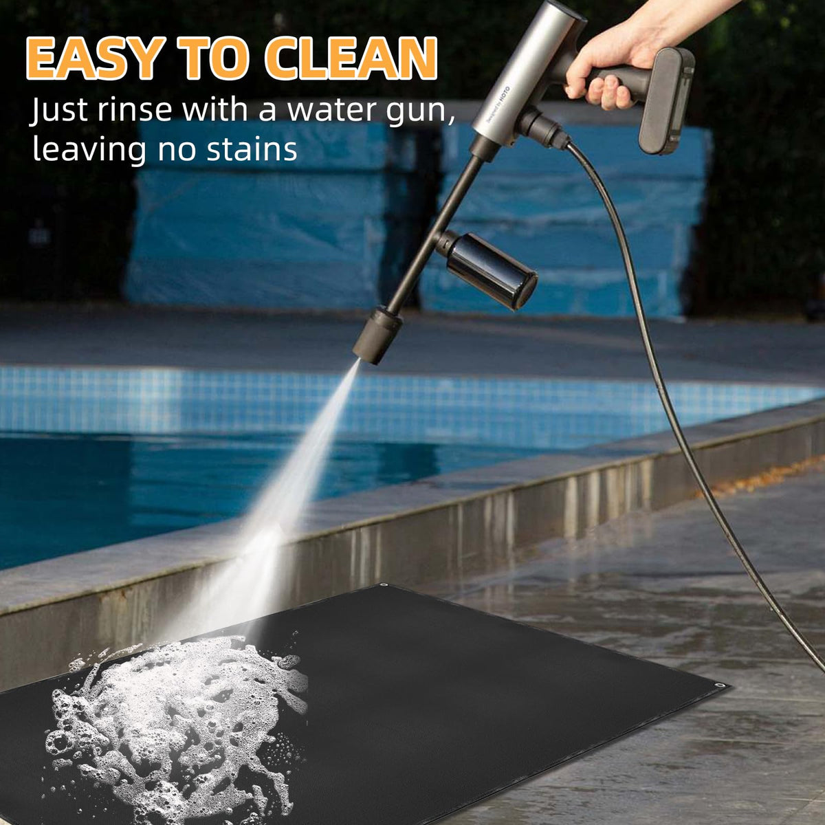 Under Grill Mat for Outdoor Grilling (Rectangular/Black / 80"L x 48"W)