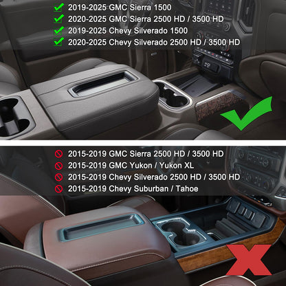 Center Console Organizer for Chevy Silverado & GMC Sierra Blue Trim (19-22 1500 & 20-23 2500HD & 3500HD Blue)