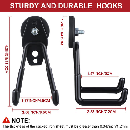 26 Pcs Large Magnetic Hooks Heavy Duty Magnet Hooks (Black)