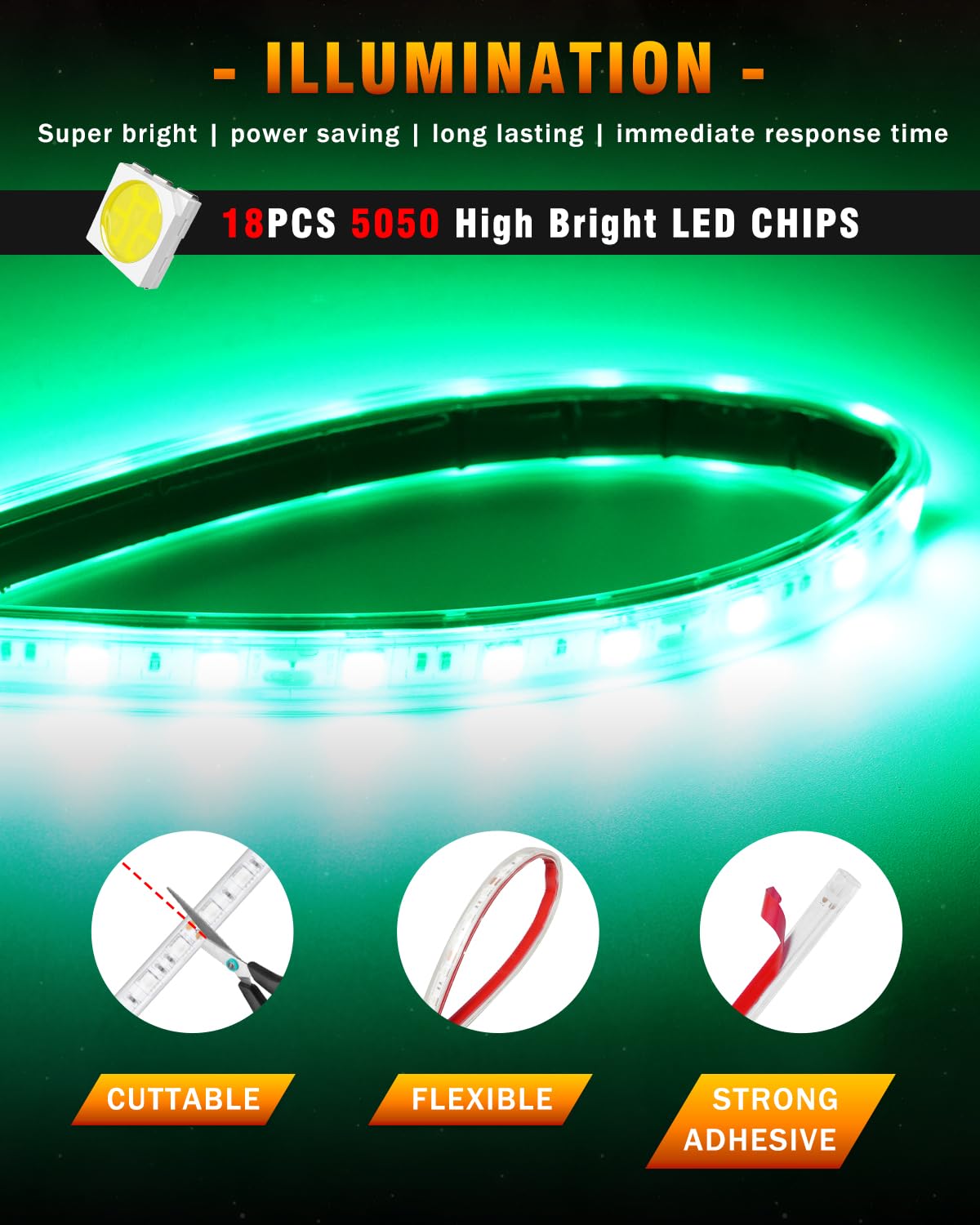 32CM Led Strip Lights (Green)