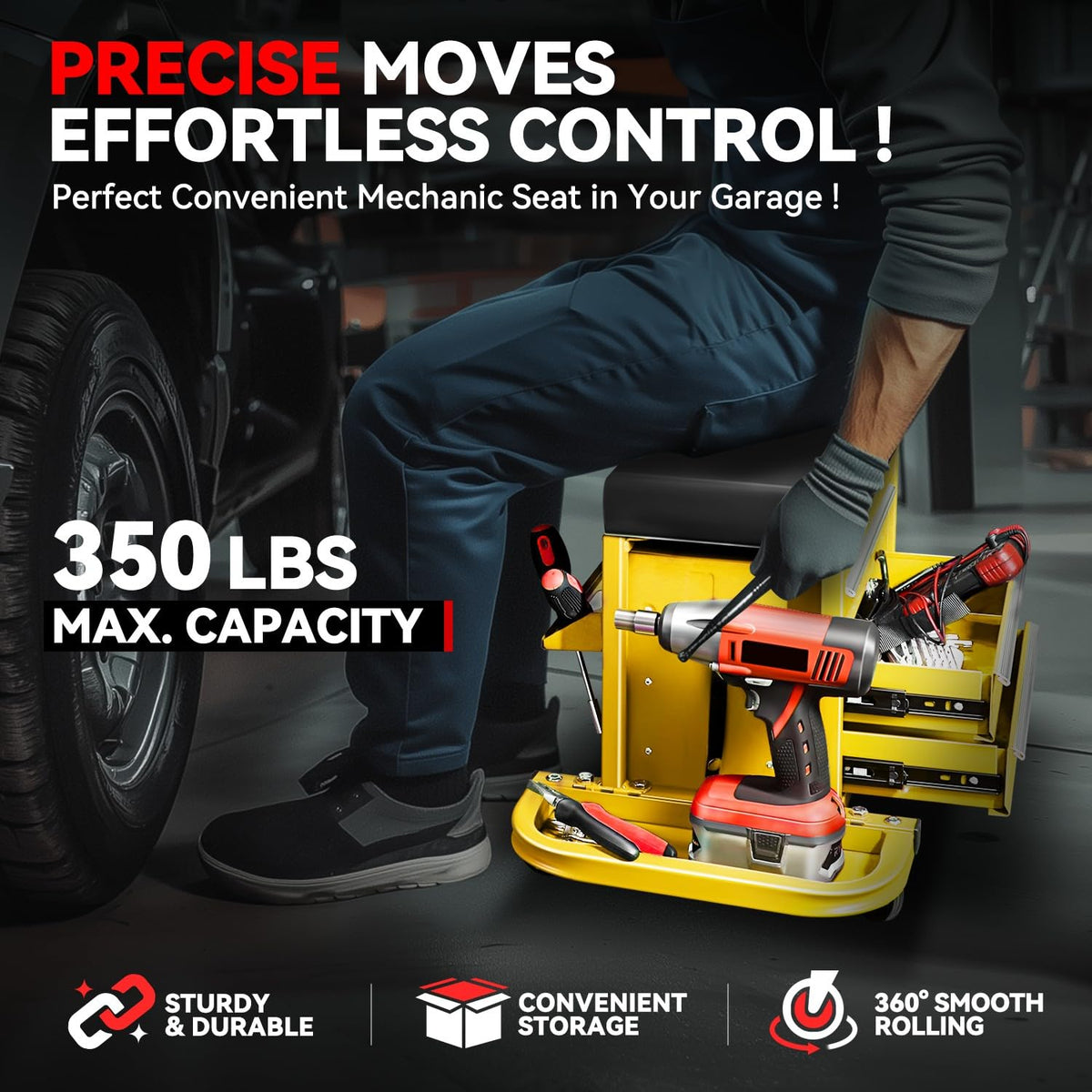 Mechanic Rolling Seat (Yellow)