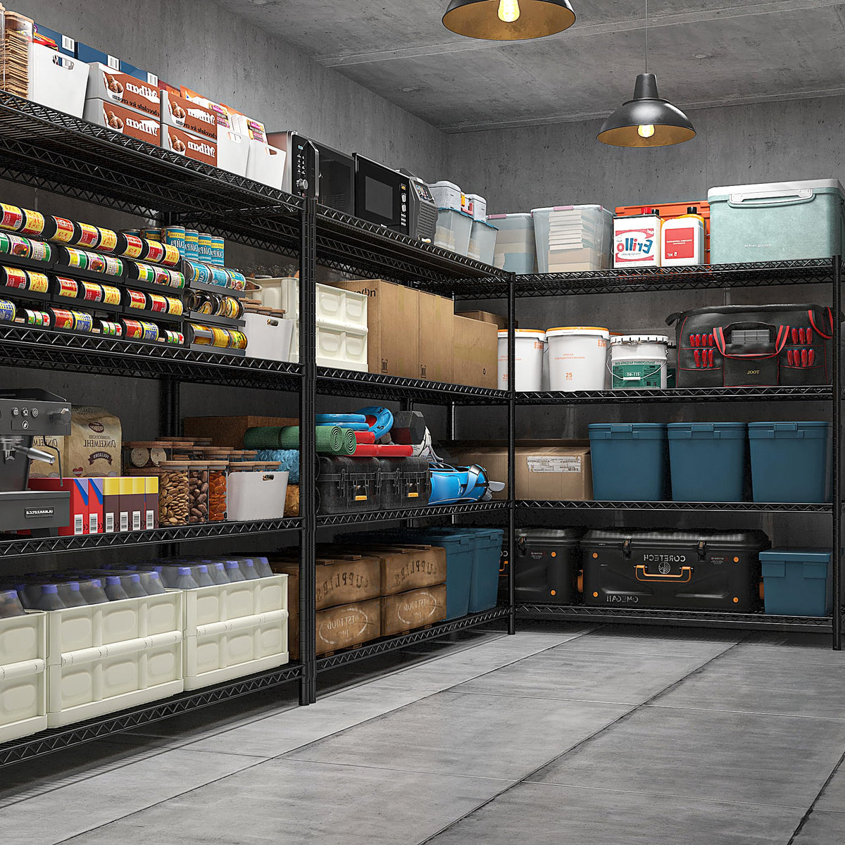4 Tier Heavy Duty Shelving with Wheels (Black)