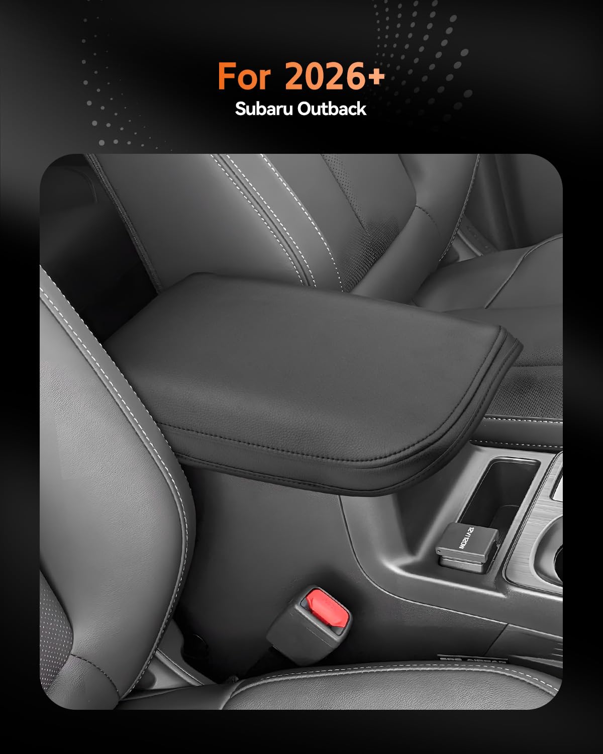 for 2026 Subaru Outback Center Console Cover Armrest Box Cover for 2026+ Outback Accessories Console Arm Rest Protector (2026+ Subaru Outback Thin Black Leather)