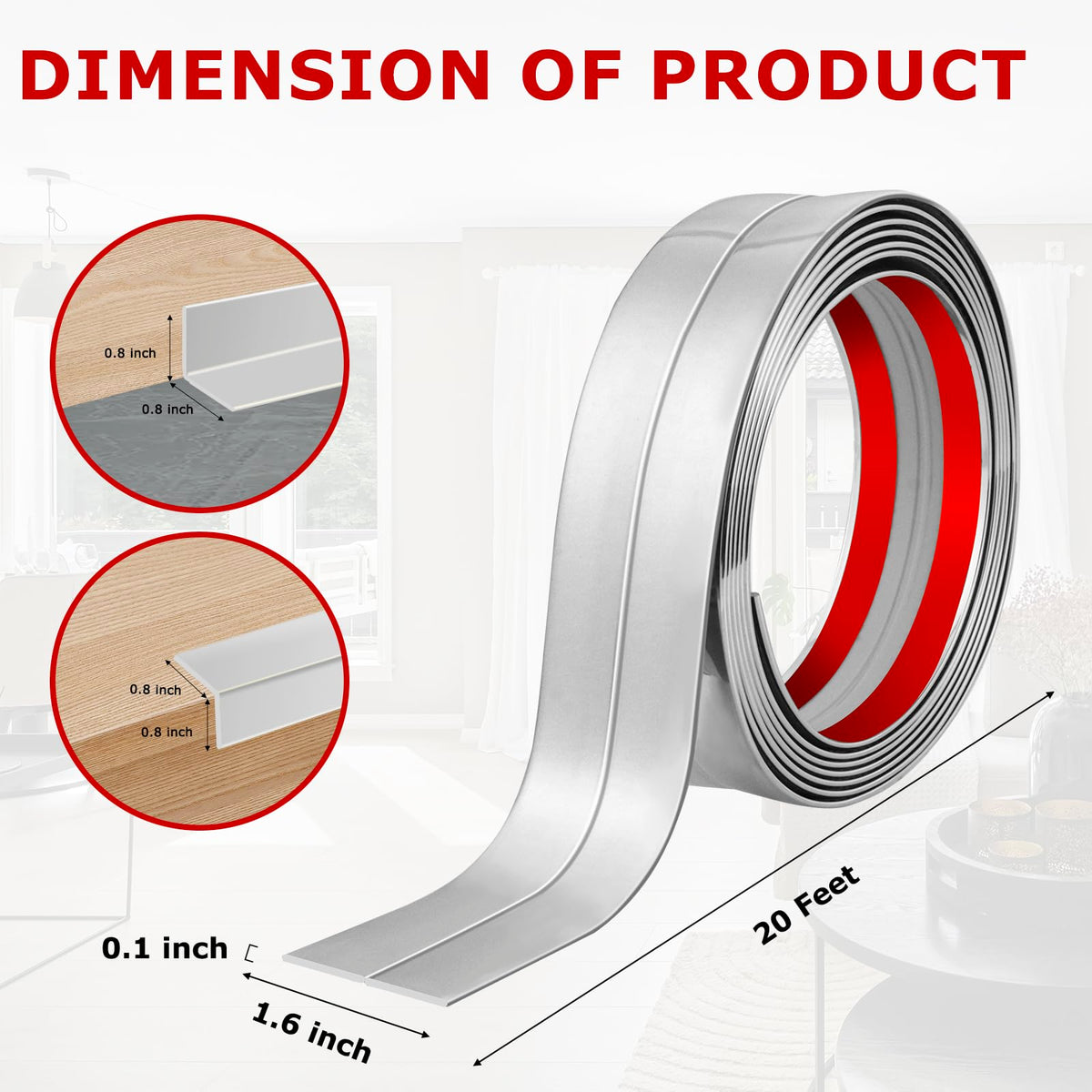 Wall Corner Protector Peel and Stick Corner Trim Molding (1.6 In x 20 Ft / Silver)
