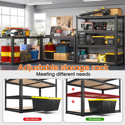 40" W Garage Shelving with Rolled (40"W x 19.7"D x 60"H (Black))