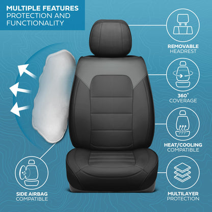 Curated Slate Ridge Napa Leather Seat Covers for Cars & SUVs (Slate Ridge / Front Seats)
