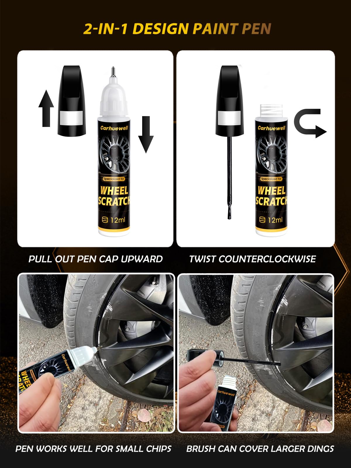 Gloss Black Rim Touch Up Paint 2 (For Honda / pure black)