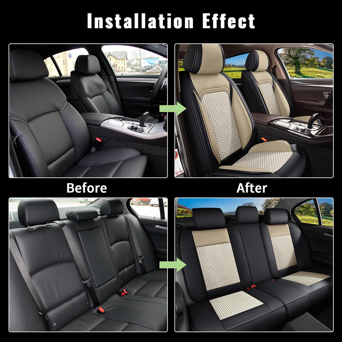 Leather Full Set for Volkswagen Jetta Seat Covers 2007 (#053 Black&Beige / 193.Jetta-5 seat covers full set)