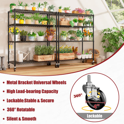 55.5"Wx24"x80" Heavy Duty Metal Wire Storage Shelving with Wheels (55.5"W x 24"D x 80"H)