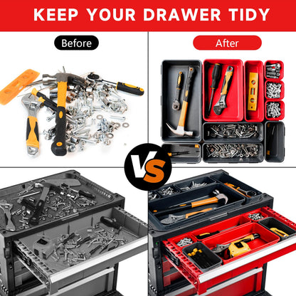 Tool Box Organizer Tray (Black & Red: 60 PCS)