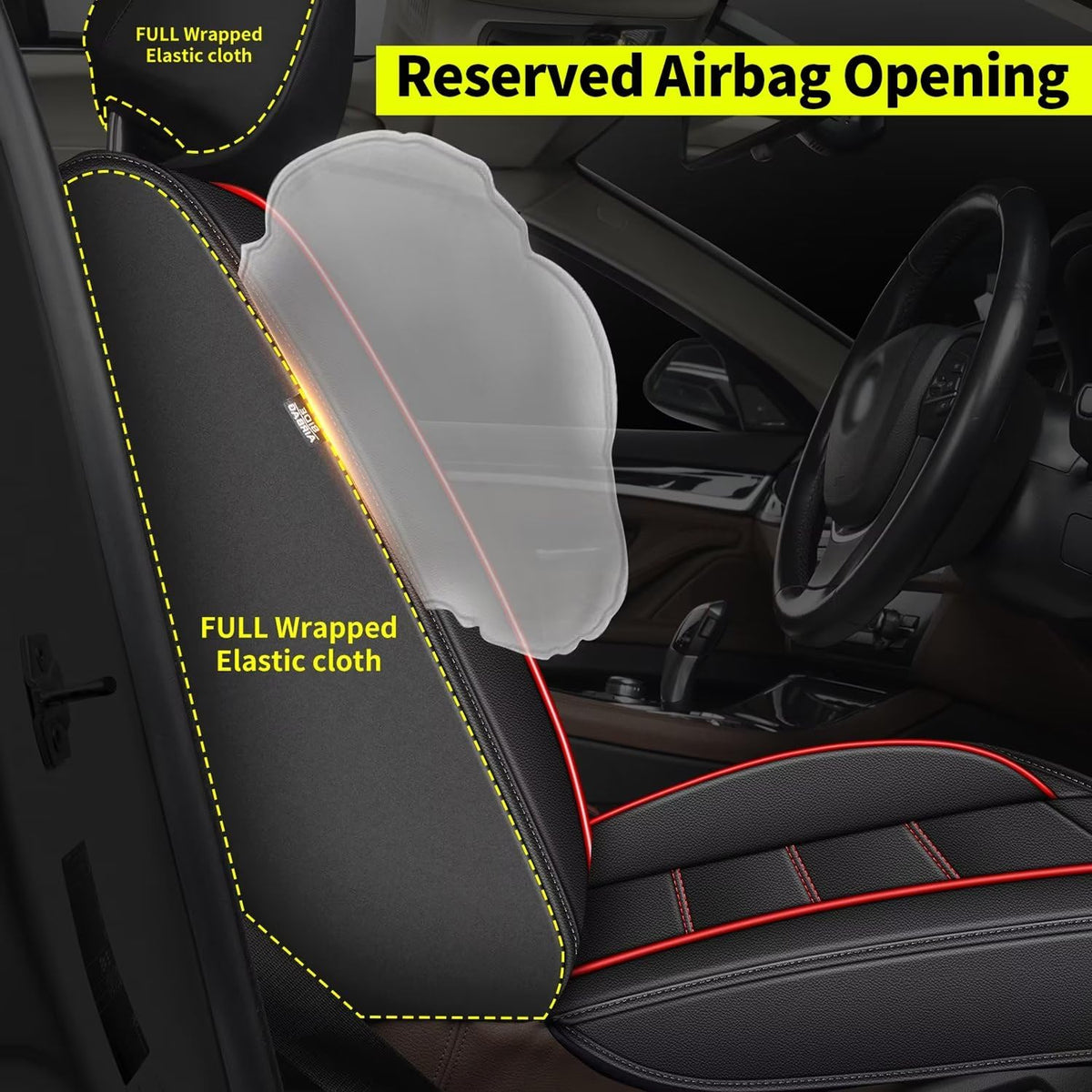 Car Seat Covers Fit for Chevy Trailblazer 2021 (#017 Black&Redline / 5.Trailblazer-5 seat covers full set)