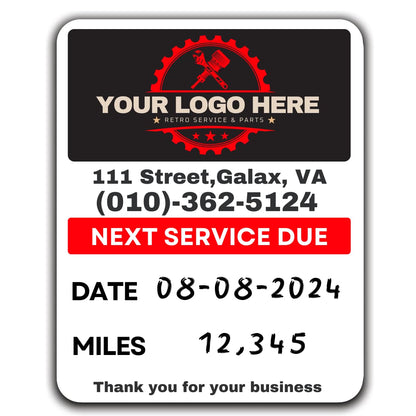 Oil Change Stickers for Windshield Personalized with Your Logo