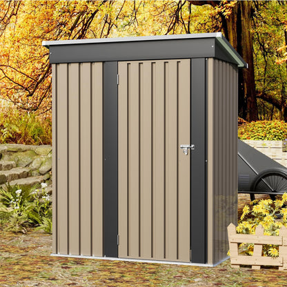 Metal Outdoor Storage Shed 5 x 3 FT Metal Shed with Lockable Door (Brown / 5x3 FT)