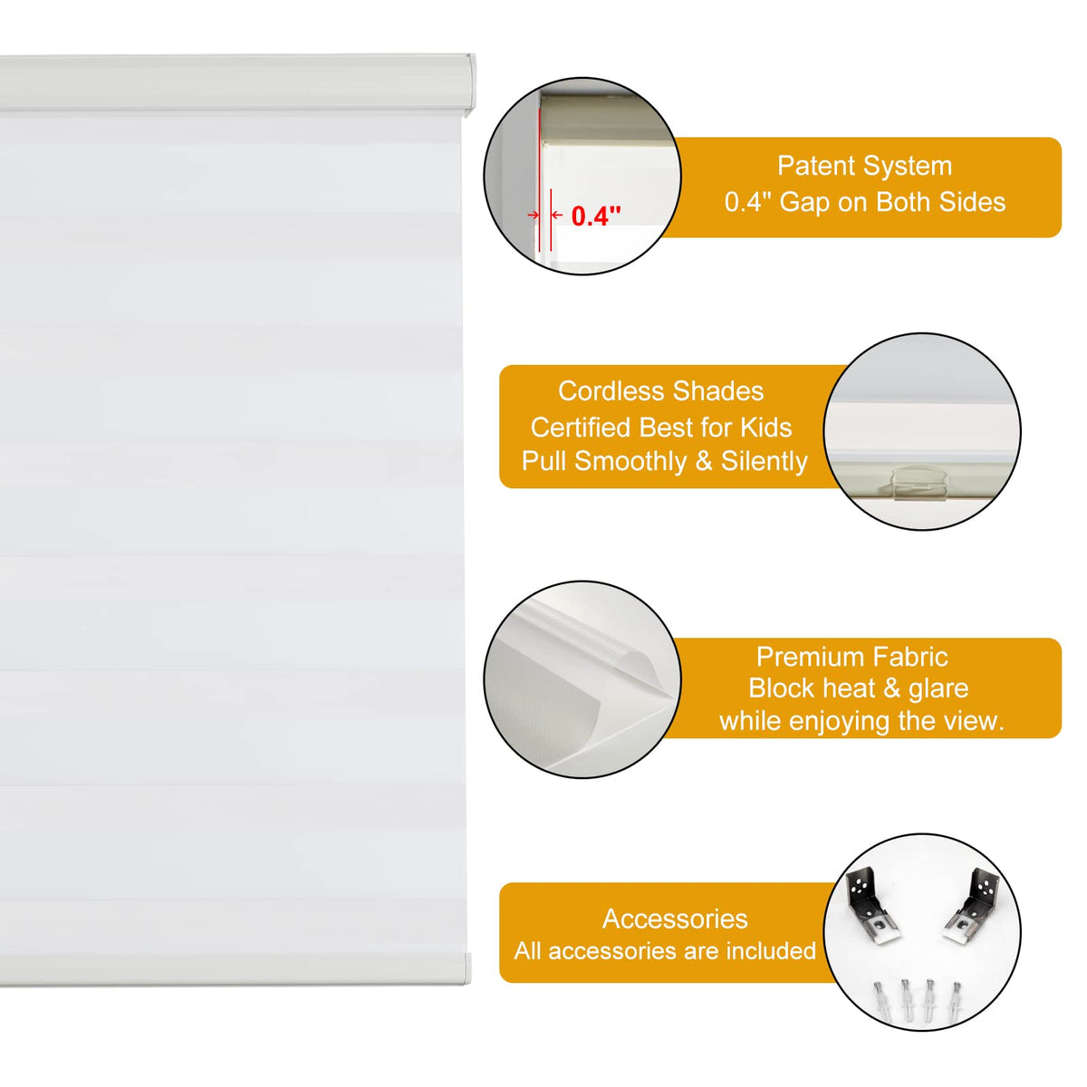Cordless Zebra Blinds for Windows Free (34"w X 72"h / Cream)