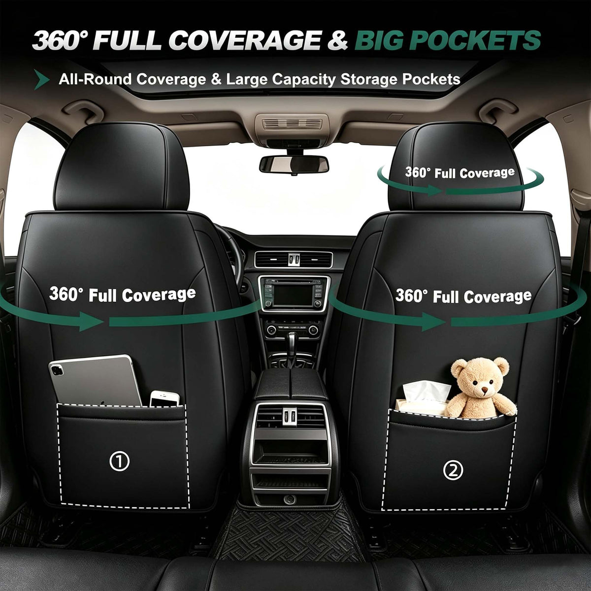 Car Seat Covers for Nissan Leaf 2011 (128 Black / 49-Leaf-2 front seat covers only)