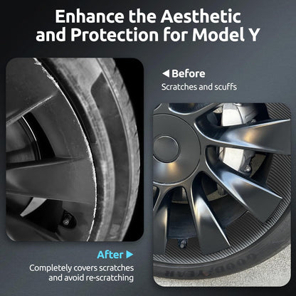 Wheel Rim Protector for Tesla Model Y 20 Inch Induction Wheels All (Carbon Fiber Color / 2020-2024 Model Y 20in)