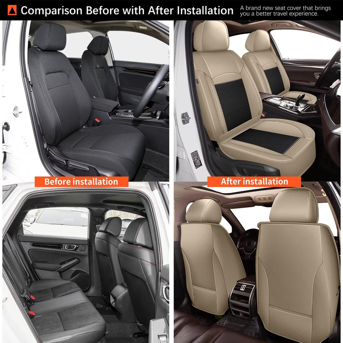 2 Front Seat Covers Fit for Nissan Versa 2009 (015-Beige / 100.Versa 2009-2026-2 front seat covers only)