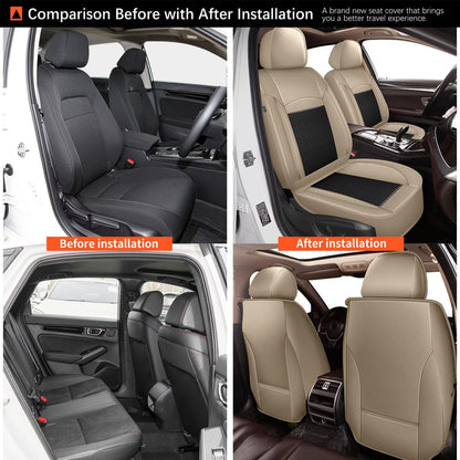 2 Front Seat Covers Fit for Nissan Versa 2009 (015-Beige / 100.Versa 2009-2026-2 front seat covers only)