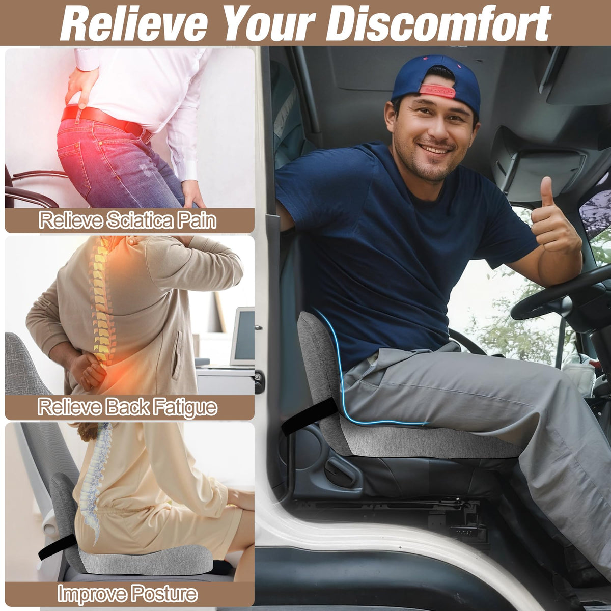 Truck Seat Cushion (Dark Gray+light Gray / Average Size)