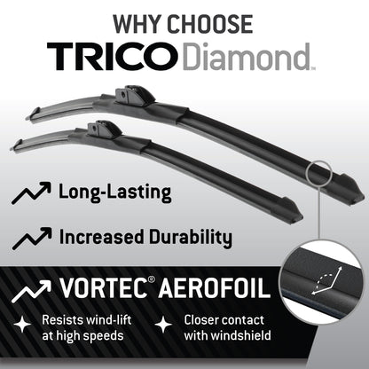 Diamond 22" + 20" Super Premium Automotive Replacement Windshield Wiper Blades (22" + 20" Pair Pack (Pack of 2) / Ultimate)