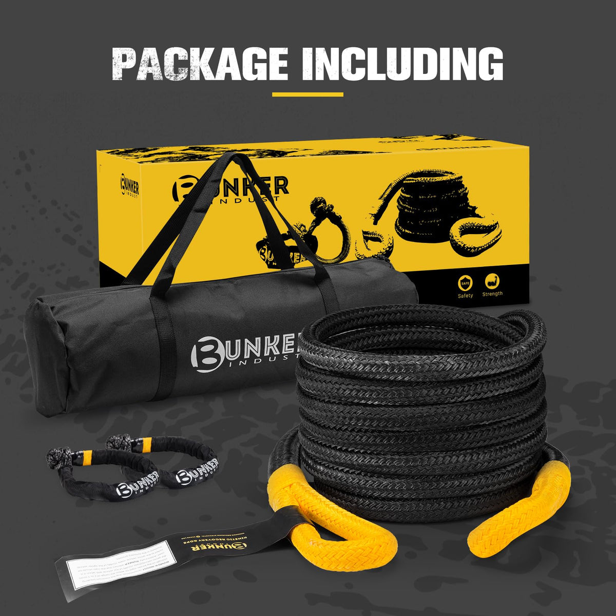 1.25"×30ft Kinetic Recovery Rope with 2 Soft Shackle Kit (1.25in×30ft)