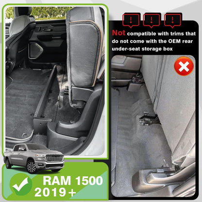 Under Seat Storage Box Fit for Dodge Ram 1500 2026 2025 (5) Ram 1500|19+|Rear Underseat Storage)
