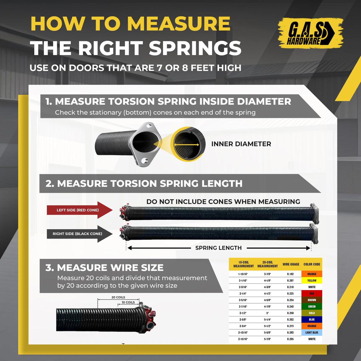 Garage Door Torsion Spring 295x2x41 Torsion Spring for Right Side of Garage Door with 1" Steel Bearing (295x2x41 / Black Cone (Right Side))
