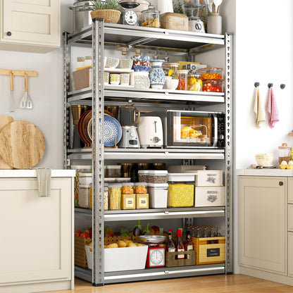 Galvanized Garage Shelving with PP Boards for Pantry Office Garage (28"W x 12"D x 60"H (Silver))