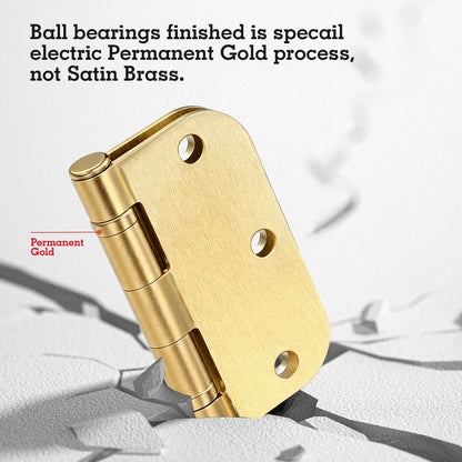 Rounded Door Hinges Brushed Brass 3.5 Inch 5 (Satin Brass-Rounded / 30 Pack-Ball Bearing-lasting no squeak)