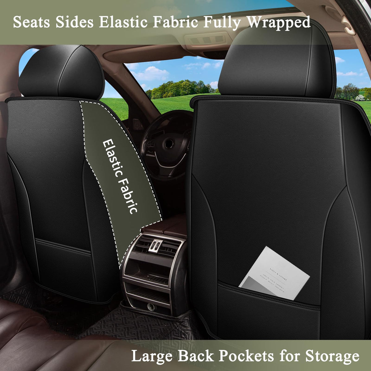 Leather Full Set for Toyota Corolla Cross Seat Covers 2022 (099 Black&Grey / 42-Corolla Cross-5 seat covers full set)