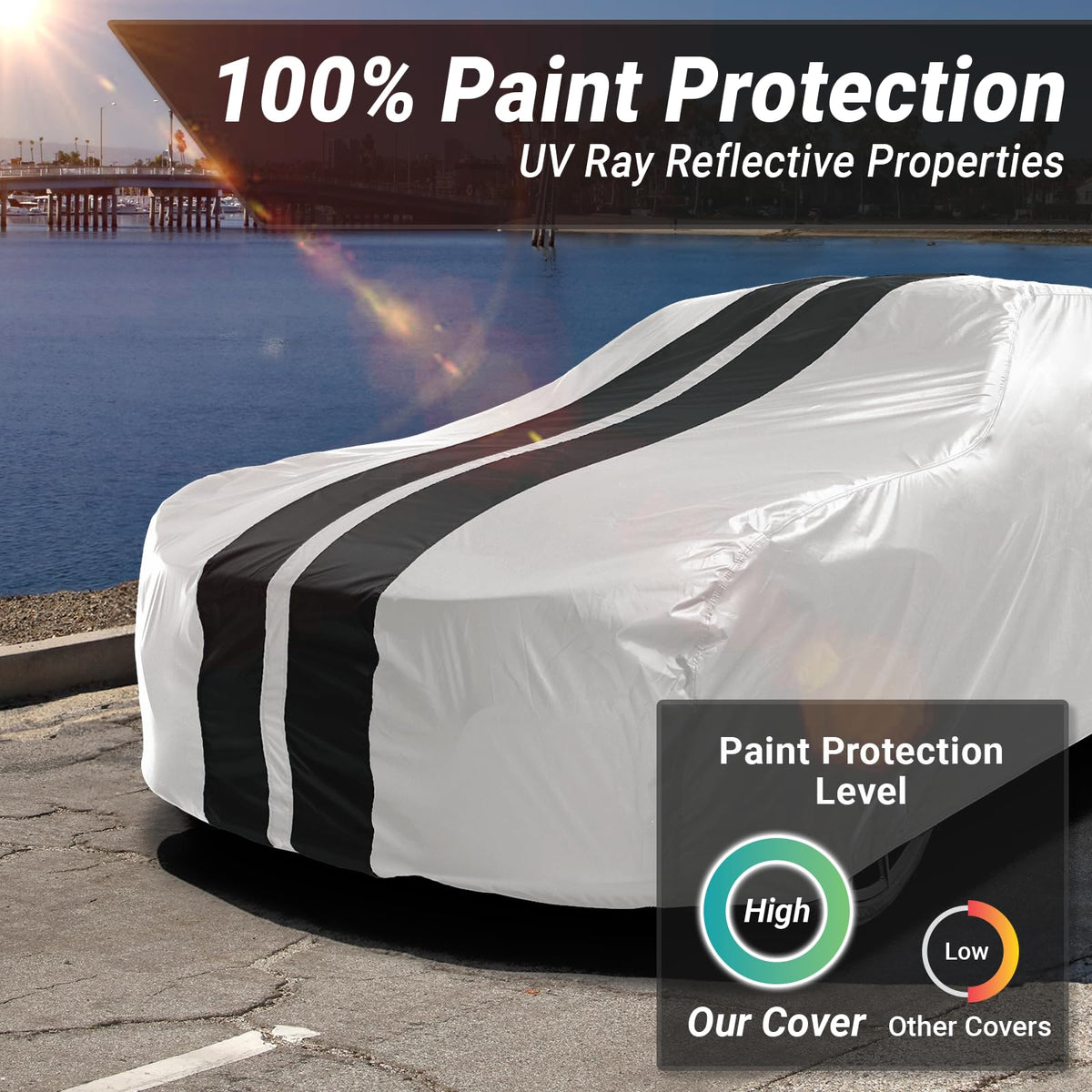Car Cover Waterproof All Weather for 1959 (22. Invicta 1959-1963 / Light Gray / Black (Stripe))
