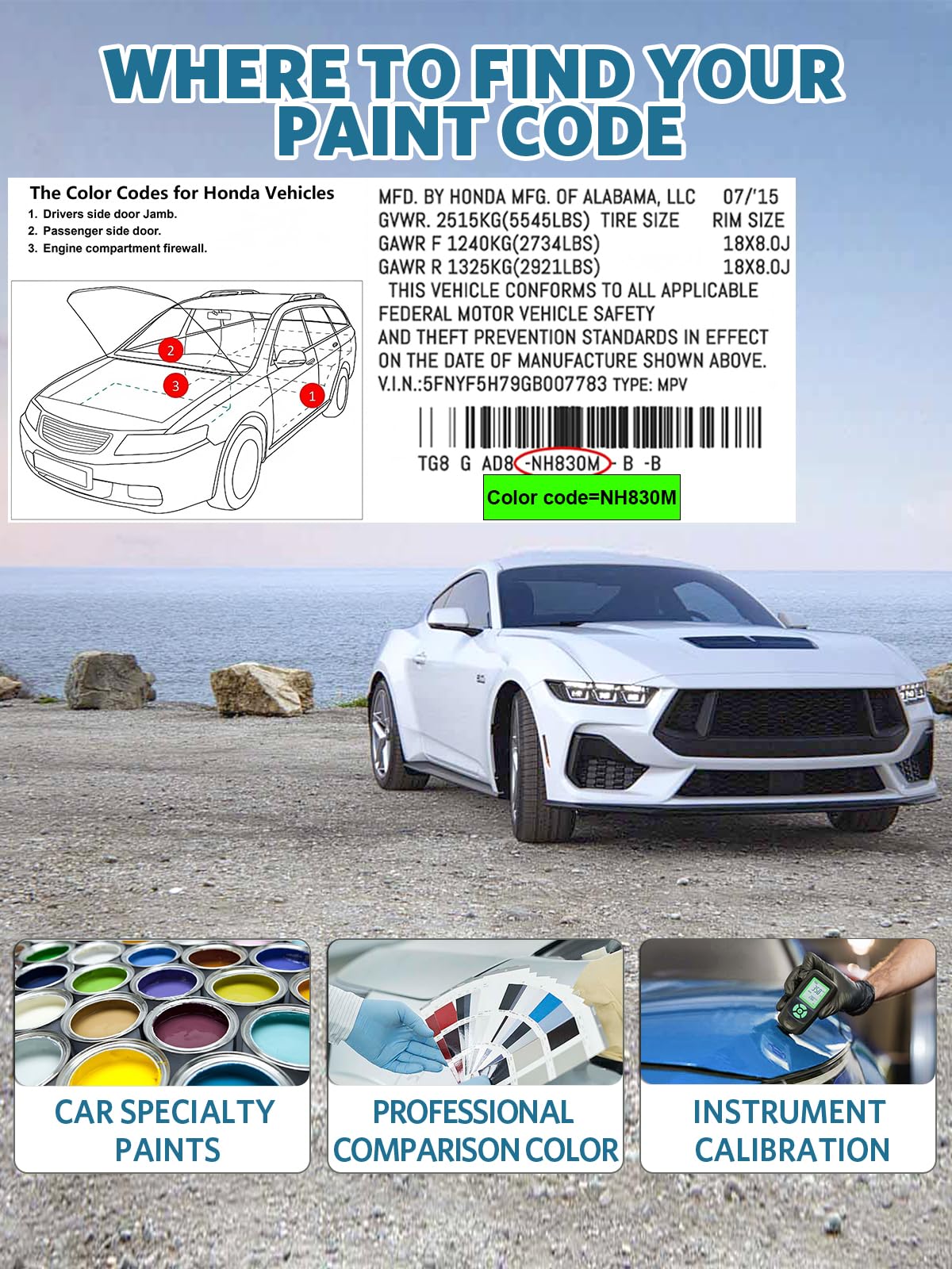 NH 578 Taffeta White Car Touch Up Paint for Honda (For honda / NH-578 Taffeta White for Accord/Civic/CR-V/Element/Fit/Insight/Odyssey-models/Pilot/Prelude/Ridgeline)