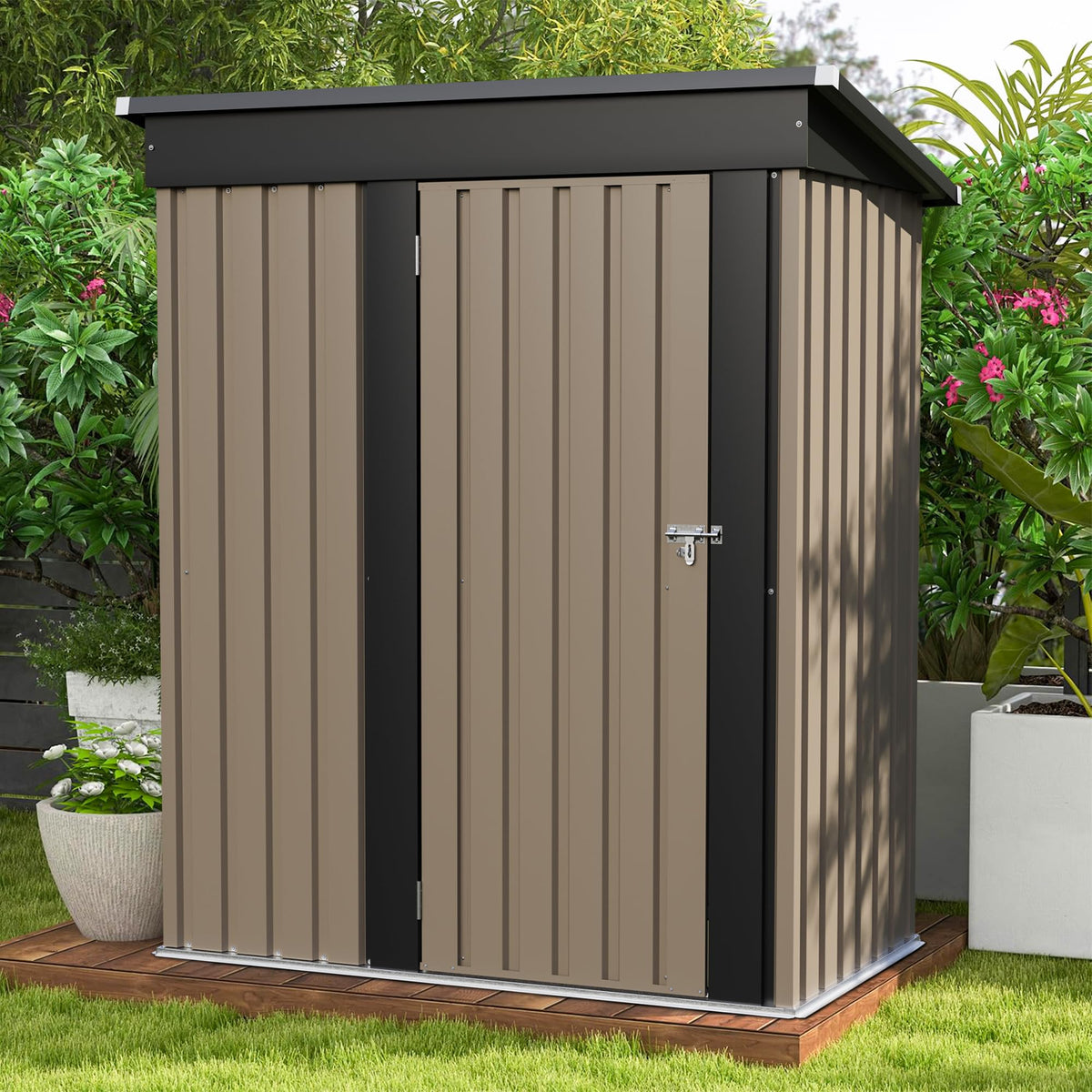 5x3 FT Outdoor Storage Shed (Brown / 5x3 FT)