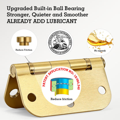 Rounded Door Hinges Brushed Brass 3.5 Inch 5 (Satin Brass-Rounded / 18 Pack-Ball Bearing-lasting no squeak)