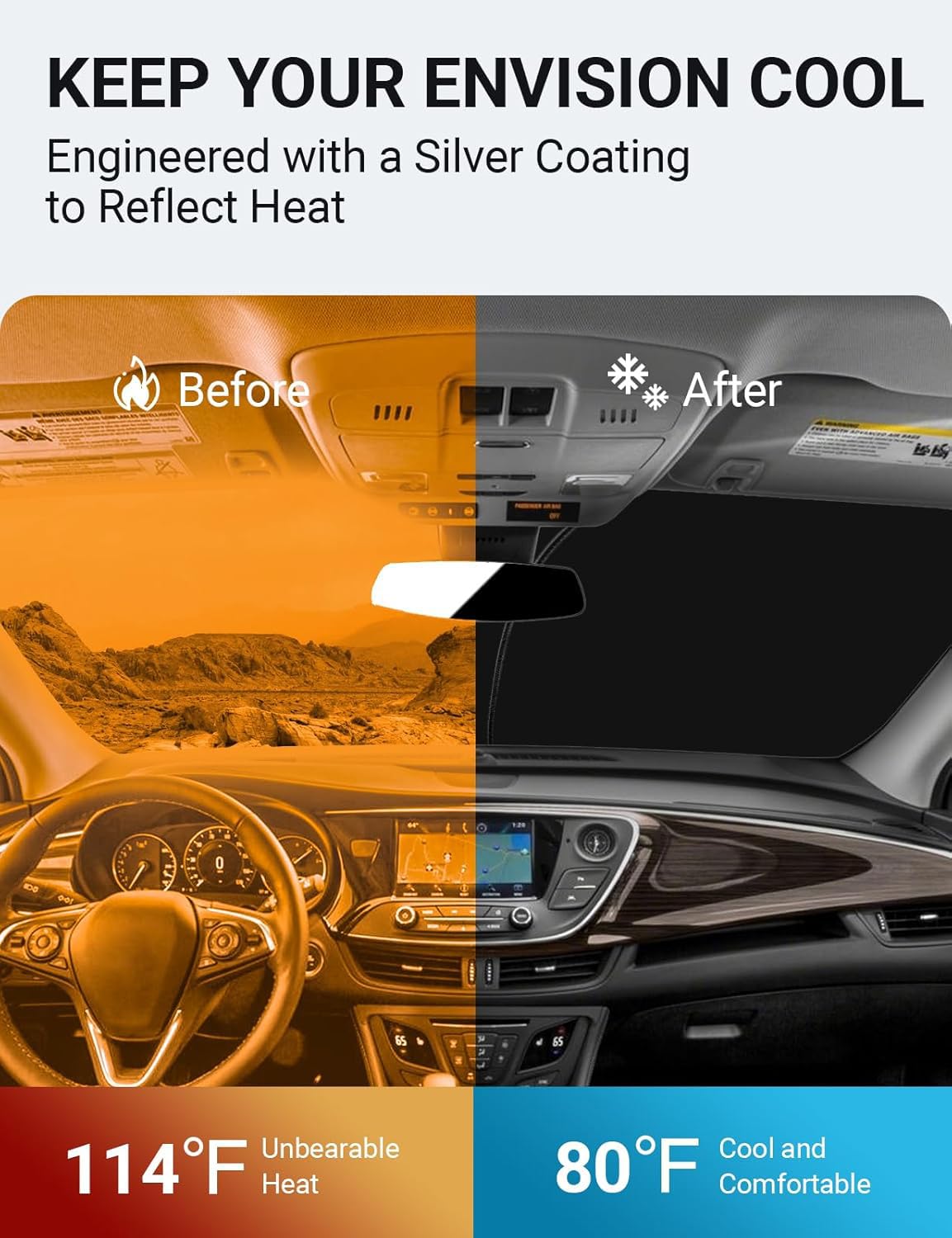 Custom Fit Car Windshield Sun Shade for 2016 (2016-2020 Buick Envision 1SV)