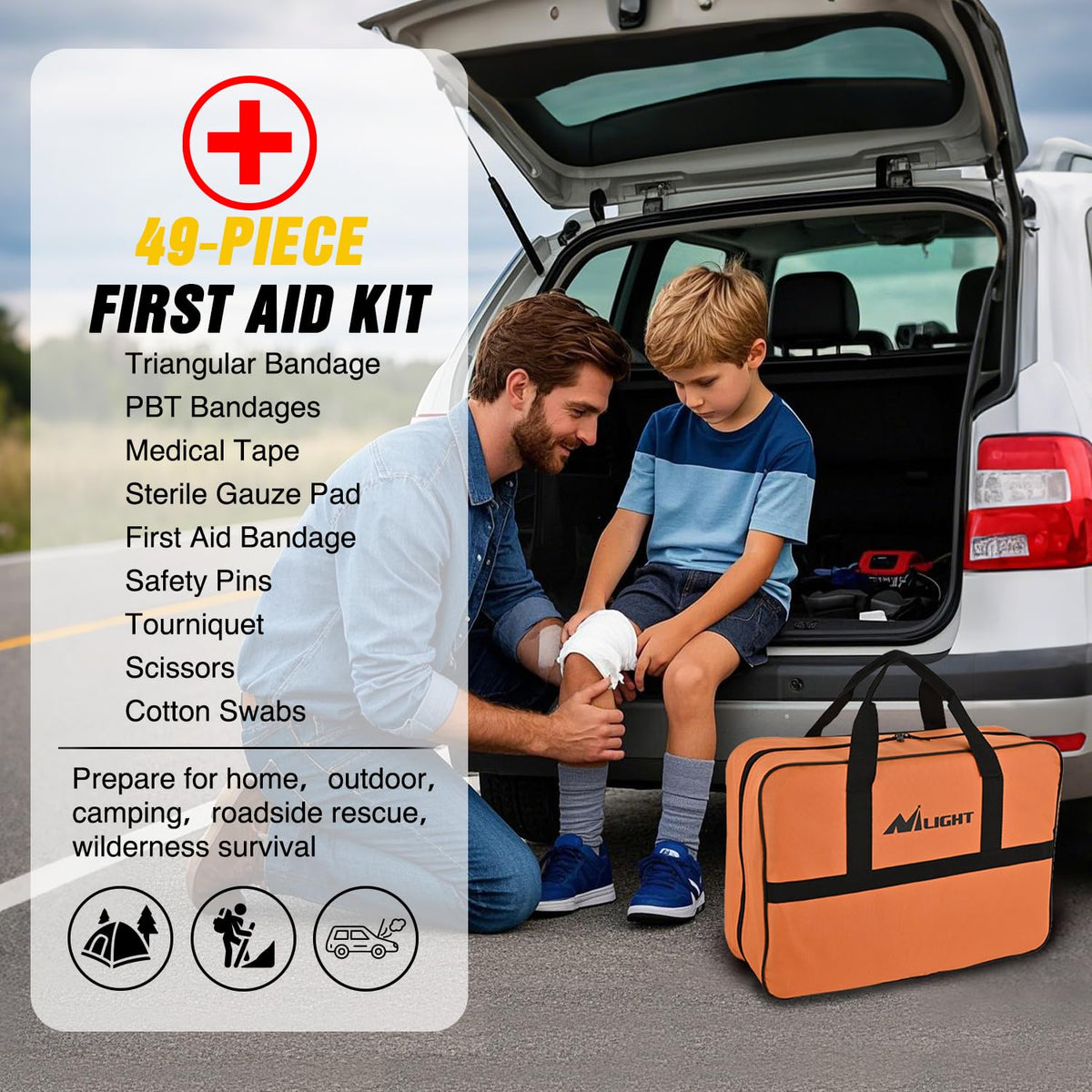 Car Roadside Emergency Kit with Jumper Cables Air Compressor (Essential Kit+Air Compressor)