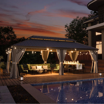 14' X 24' Hardtop Gazebo with Drainage (Gray / 14' X 24')