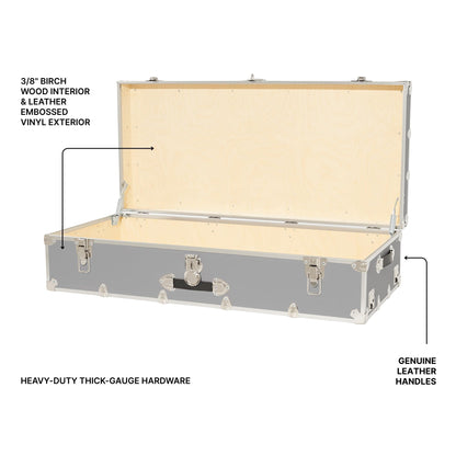 Rhino Trundle Storage Trunk with Wheels (Silver / 44" With Removable Wheels)