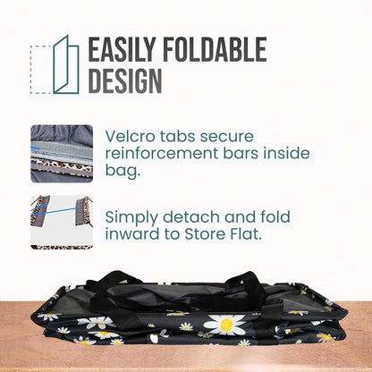 Extra Large Utility Tote Bag (Black Daisy)