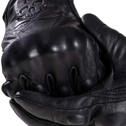 Goatskin Leather Motorcycle Motorbike Powersports Racing Gloves Reflective Skull Touchscreen for Men and Women Model (HEE7 / X-Large)