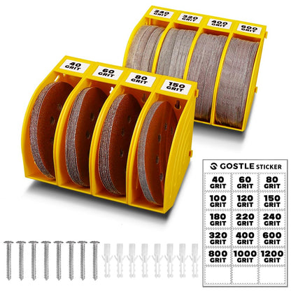 5 Inch Professional Sanding Discs Storage Bins (8 bins / Yellow)
