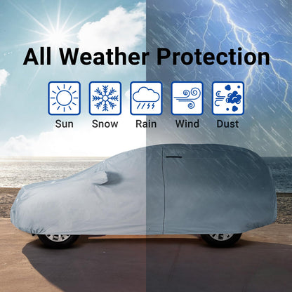 18 Layer SUV Car Cover All Weather Waterproof Automobile (17. Fit Mid Size SUV Length 164-173 inch / Sky Gray)