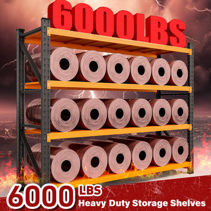 6000LBS Heavy Duty Garage Shelving Units (Black Orange / 79"Wx24"Dx79"H)