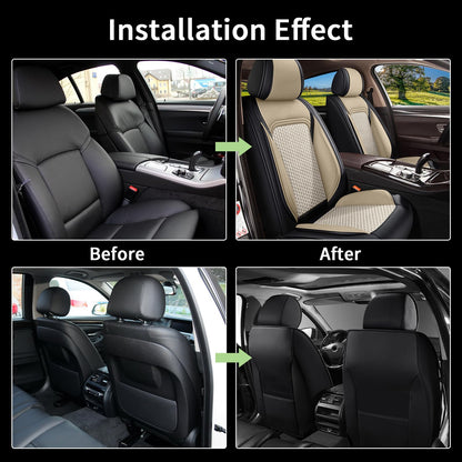 Faux Leather Front Set for Infiniti QX50 Seat Covers 2018 (#053 Black&Beige / 63.qx50-2 front seat covers only)