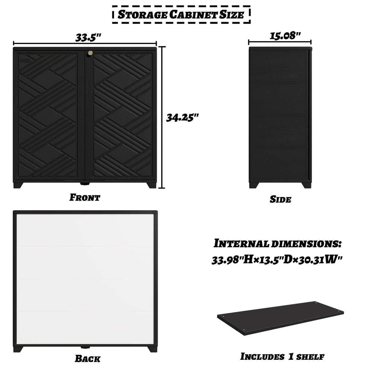 Storage Box Outdoor Caninet (Black-1 shelf)