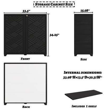 Storage Box Outdoor Caninet (Black-1 shelf)