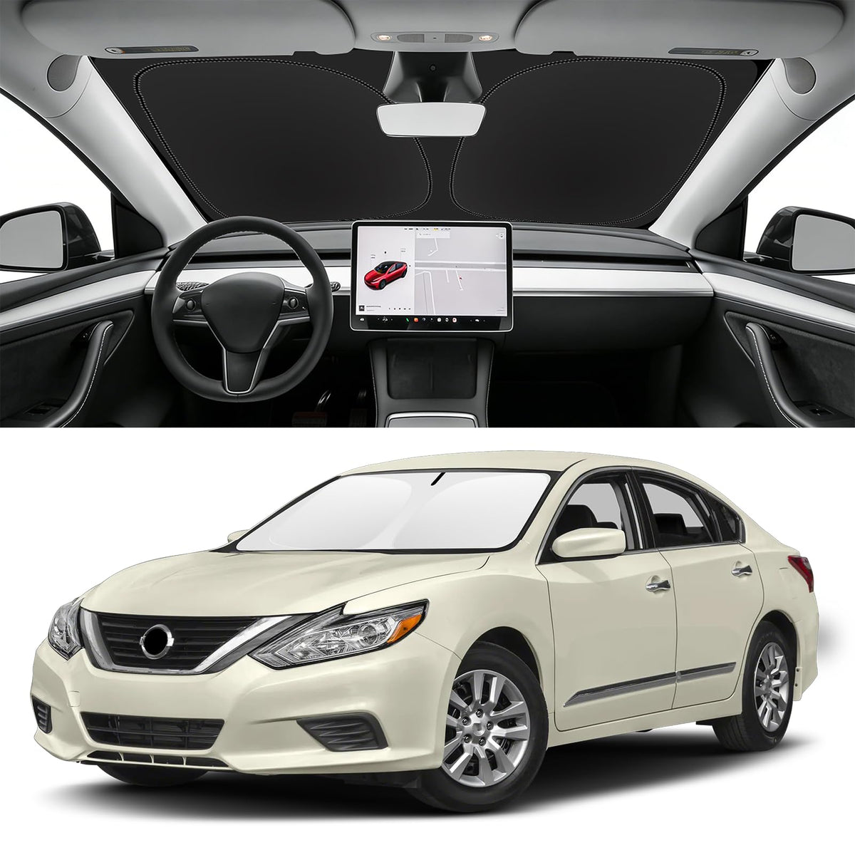 Custom Fit Windshield Sun Shade for Nissan Altima 2007 (for 2007-2018 Nissan Altima)